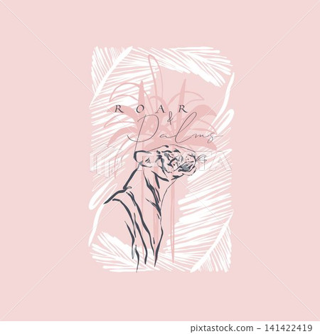 Hand drawn vector graphic line art background with sketch tigers and wild animals .Vector illustration of exotic nature outline design in line style. Drawing line art wildlife nature print and poster. Hand drawn vector graphic line art background with sketch tigers and wild animals .Vector illustration of exotic nature outline design in line style. Drawing line art wildlife nature print and poster. 141422419