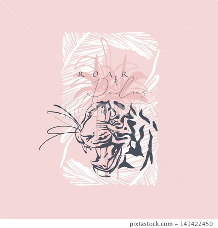 Hand drawn vector graphic line art background with sketch tigers and wild animals .Vector illustration of exotic nature outline design in line style. Drawing line art wildlife nature print and poster. Hand drawn vector graphic line art background with sketch tigers and wild animals .Vector illustration of exotic nature outline design in line style. Drawing line art wildlife nature print and poster. 141422450