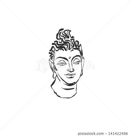 Continuous one line drawing of a abstract Buddha face silhouette for traditional and fashion design. Minimalist art style. Editable stroke. Doodle hand drawn vector illustration Continuous one line drawing of a abstract Buddha face silhouette for traditional and fashion design. Minimalist art style. Editable stroke. Doodle hand drawn vector illustration 141422486