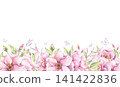 Template with pink camellia flowers, leaves and butterflies watercolor illustration isolated on white background. Hand drawn delicate and elegant frame 141422836