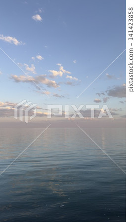 Soft pastel sunset over calm sea with cloud reflections Soft pastel sunset over calm sea with cloud reflections 141423858