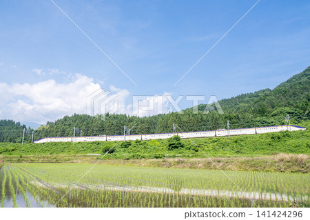 [Yamagata Shinkansen] Limited Express Tsubasa passing through a rural area 141424296