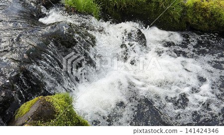 The clear streams of Karuizawa, a cool landscape of waterfalls and moss. The clear streams of Karuizawa, a cool landscape of waterfalls and moss. 141424346
