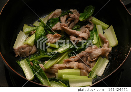 Pork and komatsuna being slaughtered Pork and komatsuna being slaughtered 141424451