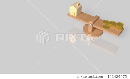 Home Value and Mortgage Affordability Balance Concept 3d render. Home Value and Mortgage Affordability Balance Concept 3d render. 141424475