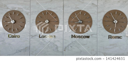 World time clock showing different time zones World time clock showing different time zones 141424631