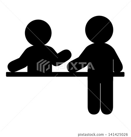 Pictograms of people checking in at the airport and staff Pictograms of people checking in at the airport and staff 141425026