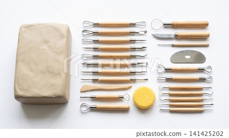Extensive professional pottery tool kit and clay block with sculpting ceramics equipment workshop sculpture modeling handmade supplies creative material instrument creation professional Extensive professional pottery tool kit and clay block with sculpting ceramics equipment workshop sculpture modeling handmade supplies creative material instrument creation professional 141425202
