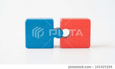 Blue and red puzzle pieces connecting together with connection solution strategy business matching teamwork thinking creative interlock isolated background cooperation partnership Blue and red puzzle pieces connecting together with connection solution strategy business matching teamwork thinking creative interlock isolated background cooperation partnership 141425204