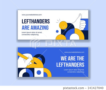 International Left Handers Day Social Media Banner Flat Cartoon Background Illustration 141427040