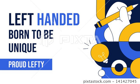 Flat Cartoon Social Media Thumbnail for International Left Handers Day Illustration 141427045