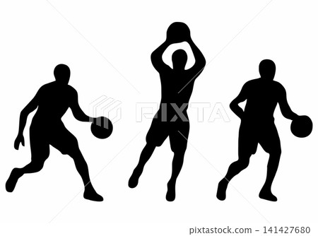 Collection of basketball player silhouettes 141427680