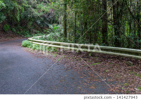 Guardrails that have been left neglected for a long time and are covered in moss and algae. Guardrails that have been left neglected for a long time and are covered in moss and algae. 141427943
