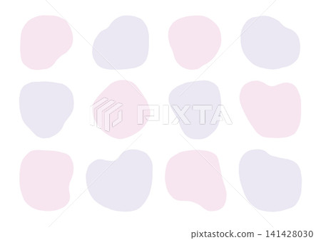 A set of rounded, hand-drawn stone-like shapes (pink and purple). 141428030