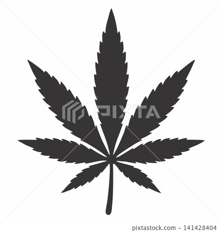 Black silhouette vector icon of a cannabis leaf Black silhouette vector icon of a cannabis leaf 141428404