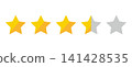 Vector illustrations of review rating icons, star rating, and customer review marks. 141428535