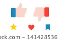 SNS reaction icon set: Like, High Rating, Low Rating, Favorite, Review, Bookmark vectors 141428536
