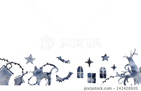 Watercolor Halloween Decoration Material Set Watercolor Halloween Decoration Material Set 141428920