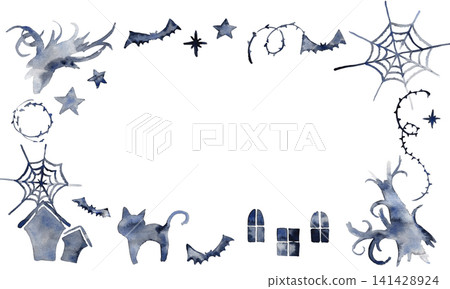 Watercolor Halloween Decoration Material Set Watercolor Halloween Decoration Material Set 141428924