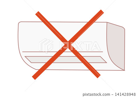 An illustration of an "X" mark indicating the dangers of not using an air conditioner, prohibition of use, or malfunction (heatstroke prevention, no air conditioning, energy saving, icon). An illustration of an "X" mark indicating the dangers of not using an air conditioner, prohibition of use, or malfunction (heatstroke prevention, no air conditioning, energy saving, icon). 141428948
