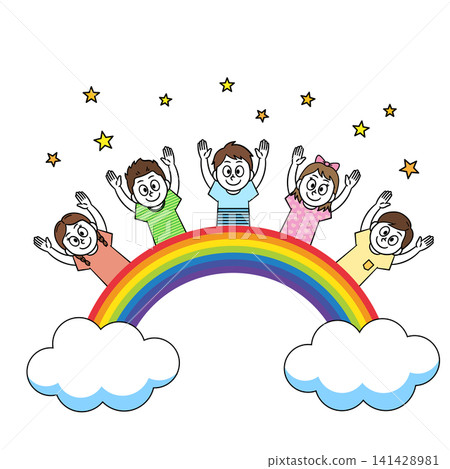 Rainbow and children Rainbow and children 141428981