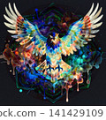Wings shining in the darkness, the silhouette of a rainbow 141429109