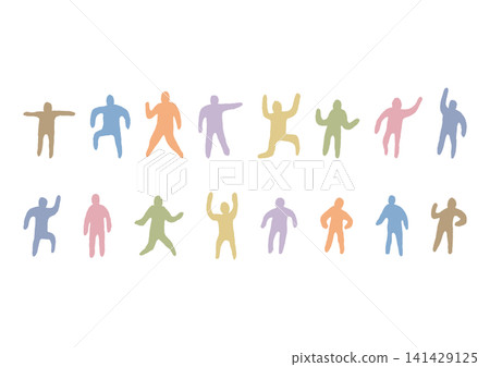 A set of hand-drawn silhouettes of people in various poses (natural colors) A set of hand-drawn silhouettes of people in various poses (natural colors) 141429125
