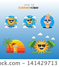 Summer Vibes Cartoon Sticker Set 141429713