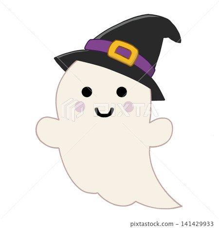 A cute ghost wearing a hat, on a white background. A cute ghost wearing a hat, on a white background. 141429933