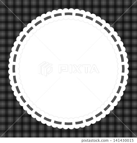 Black gingham check and frill square frame | Cute message decorative material Black gingham check and frill square frame | Cute message decorative material 141430015