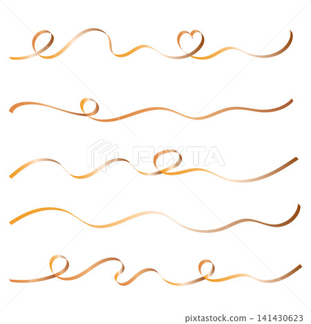 A set of thin gold ribbons that twist and turn. A set of thin gold ribbons that twist and turn. 141430623