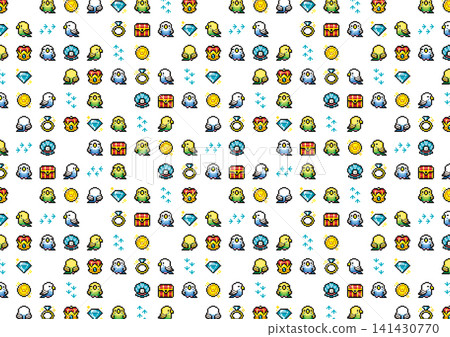 像素畫:小鳥與寶藏:虎皮鸚鵡 像素畫:小鳥與寶藏:虎皮鸚鵡 141430770