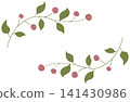 Frame material featuring leaves with red berries 141430986