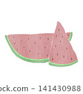 Simple and cute hand-drawn style watermelon illustration (cut watermelon, summer, watercolor) 141430988