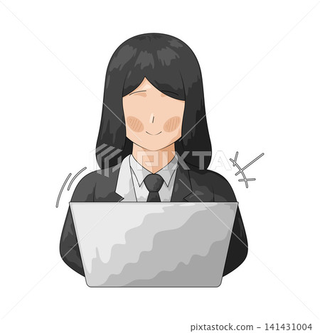 Illustration of Woman Working on Laptop Illustration of Woman Working on Laptop 141431004