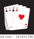 Stack of playing cards with the highest combination of all suits collected. Vector isolated on black background 141431786