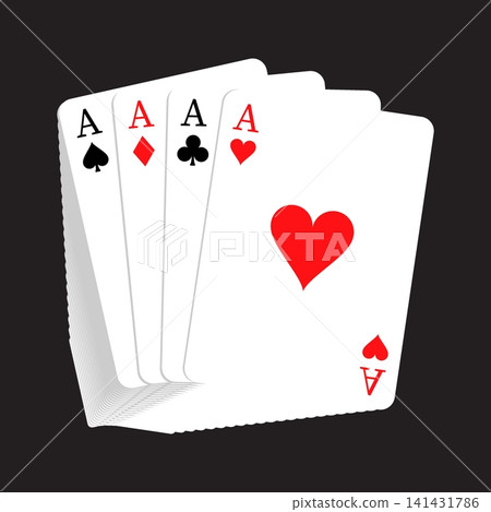 Stack of playing cards with the highest combination of all suits collected. Vector isolated on black background Stack of playing cards with the highest combination of all suits collected. Vector isolated on black background 141431786