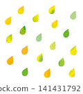Watercolor-style green and yellow raindrop pattern illustration | Fresh greenery, rain, background material 141431792