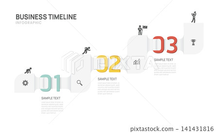 Business Infographic Timeline Template with 3 Step process, design for business and presentation Vector Illustration. 141431816