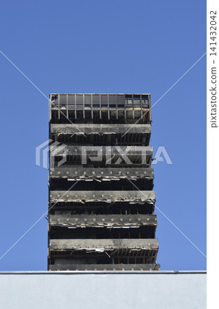 Destroyed Concrete High Rise Building After Fire Destroyed Concrete High Rise Building After Fire 141432042