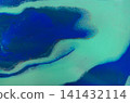 Abstract Wave Blue Agate Background. Original Hand-drawn Artwork Made with Ink on Paper 141432114