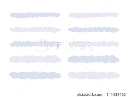 A set of long, slender, hand-drawn shapes that resemble fluffy clouds (blue and purple). A set of long, slender, hand-drawn shapes that resemble fluffy clouds (blue and purple). 141432662