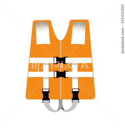 Life jacket illustration, bright orange, life vest, child safety, for boats and ships. Life jacket illustration, bright orange, life vest, child safety, for boats and ships. 141432923