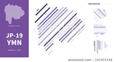 Purple line art and modern graphic design inspired by the shape of Yamanashi Prefecture Purple line art and modern graphic design inspired by the shape of Yamanashi Prefecture 141433148