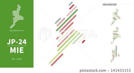 A modern graphic design featuring rounded lines that abstract the shape of Mie Prefecture. A modern graphic design featuring rounded lines that abstract the shape of Mie Prefecture. 141433153