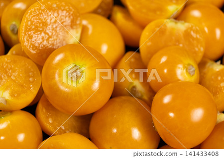 Fresh Golden Physalis Fruits Full Frame Background Fresh Golden Physalis Fruits Full Frame Background 141433408