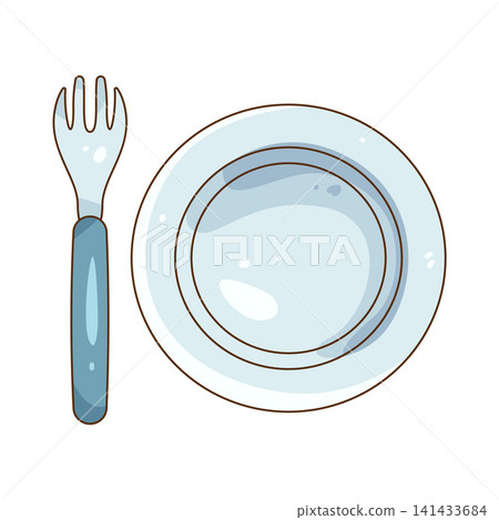 Illustration of plate and fork Illustration of plate and fork 141433684