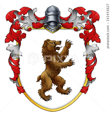 Bear Coat of Arms Family Crest Heraldic Shield Bear Coat of Arms Family Crest Heraldic Shield 141433827