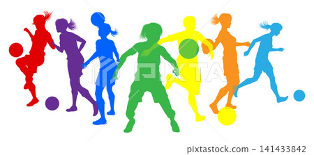 Soccer Female Football Women Players Silhouettes Soccer Female Football Women Players Silhouettes 141433842