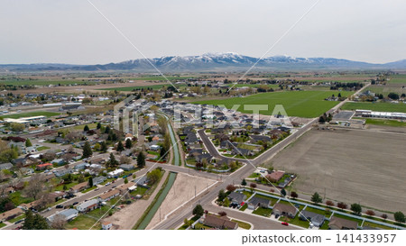 Aerial View Of Housing Development Near Green Farm Fields Aerial View Of Housing Development Near Green Farm Fields 141433957